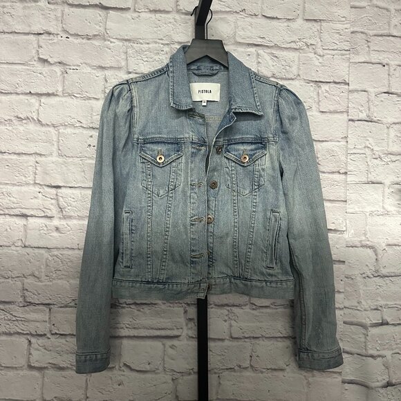 pistola Jackets & Blazers - Pistola puff shoulder denim jacket